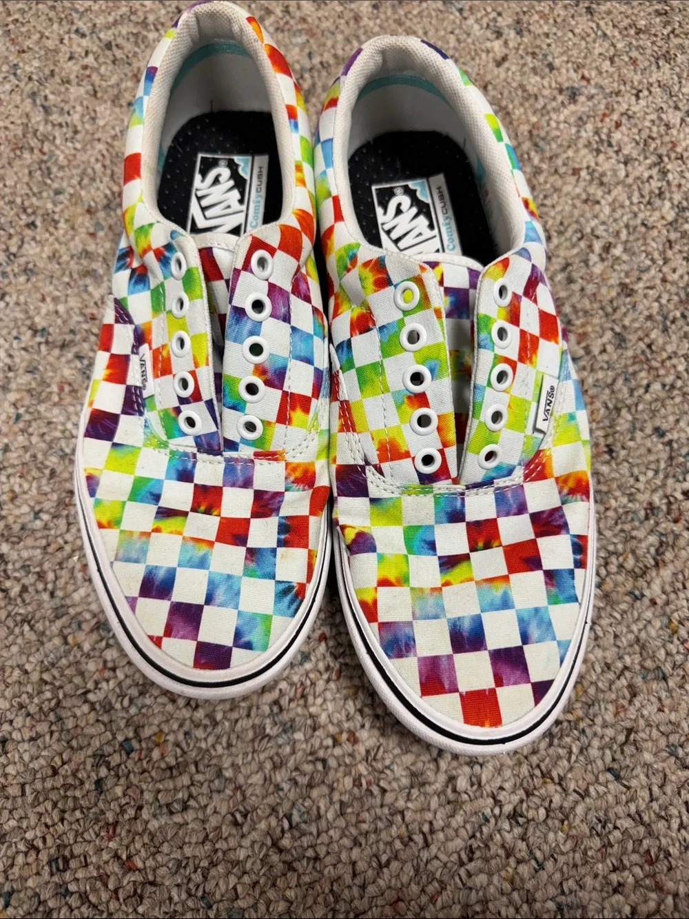 Vans Checkerboard Tie-Dye Slip-On Shoes - Multicolor